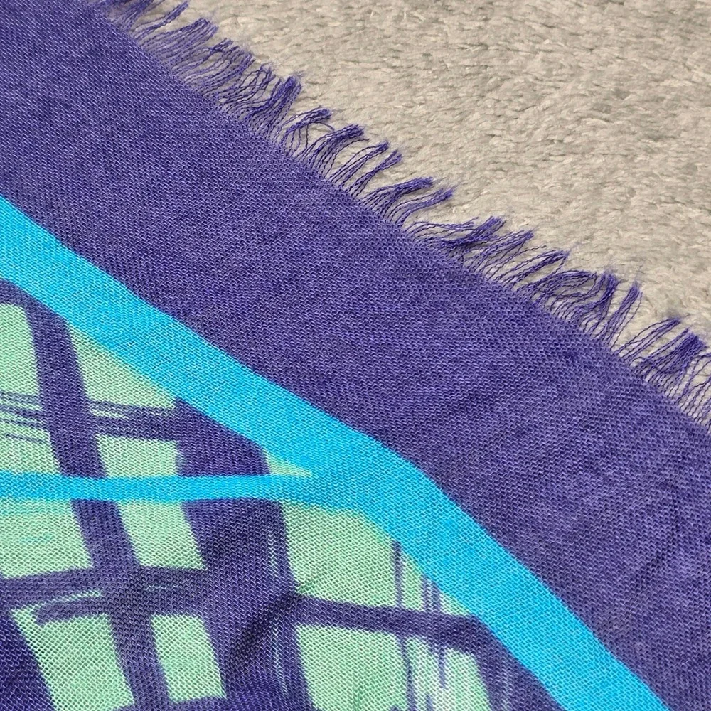 Vera Bradley Soft Fringe Scarf Womens‎ Navy Teal Art Plaid Blue 14640-336 NWT